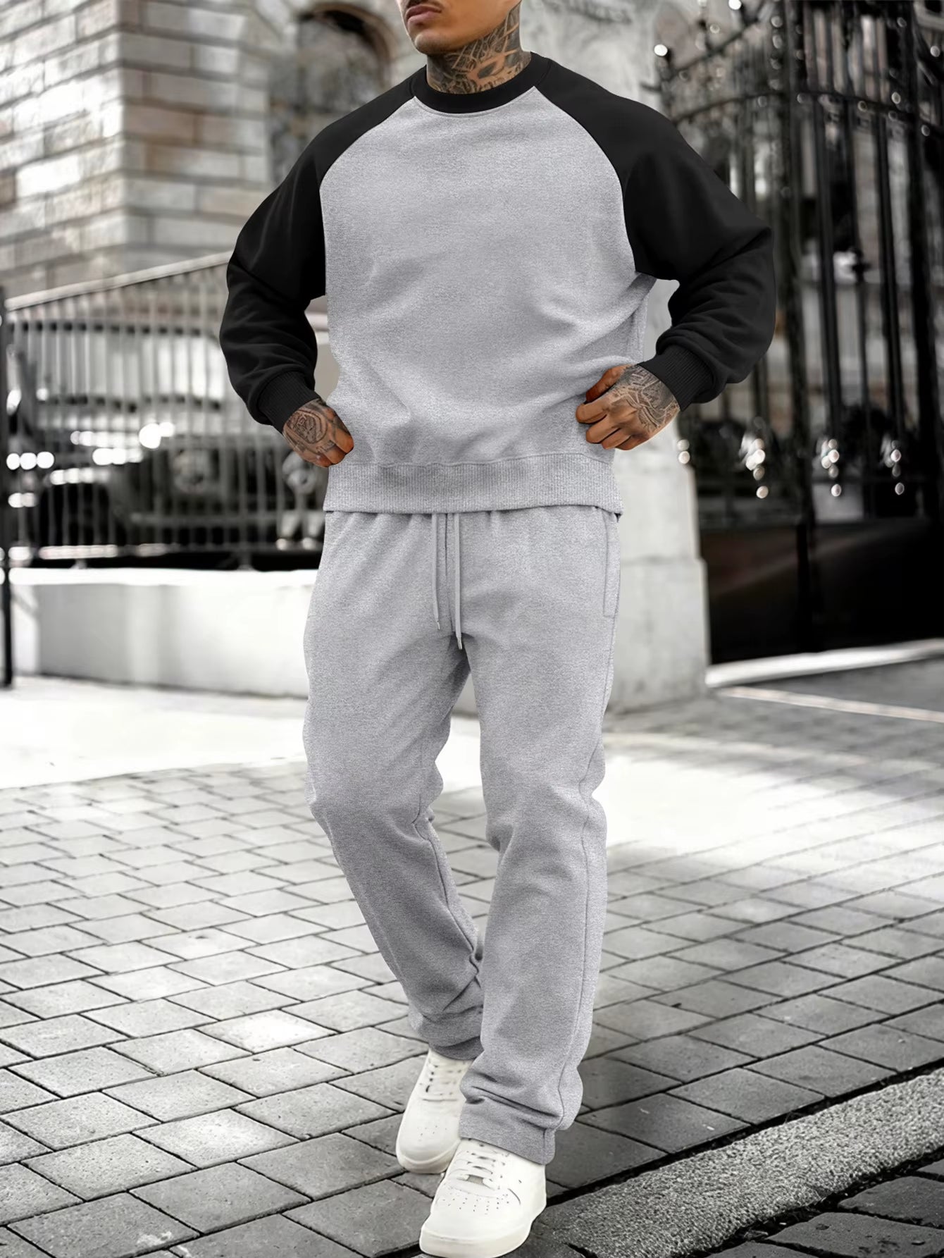 New Autumn Winter Solid Color Sportswear Casual Suit, Minimalist and Relaxed Style, Warm and Comfortable Men'S Suit.