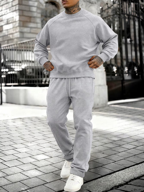 New Autumn Winter Solid Color Sportswear Casual Suit, Minimalist and Relaxed Style, Warm and Comfortable Men'S Suit.