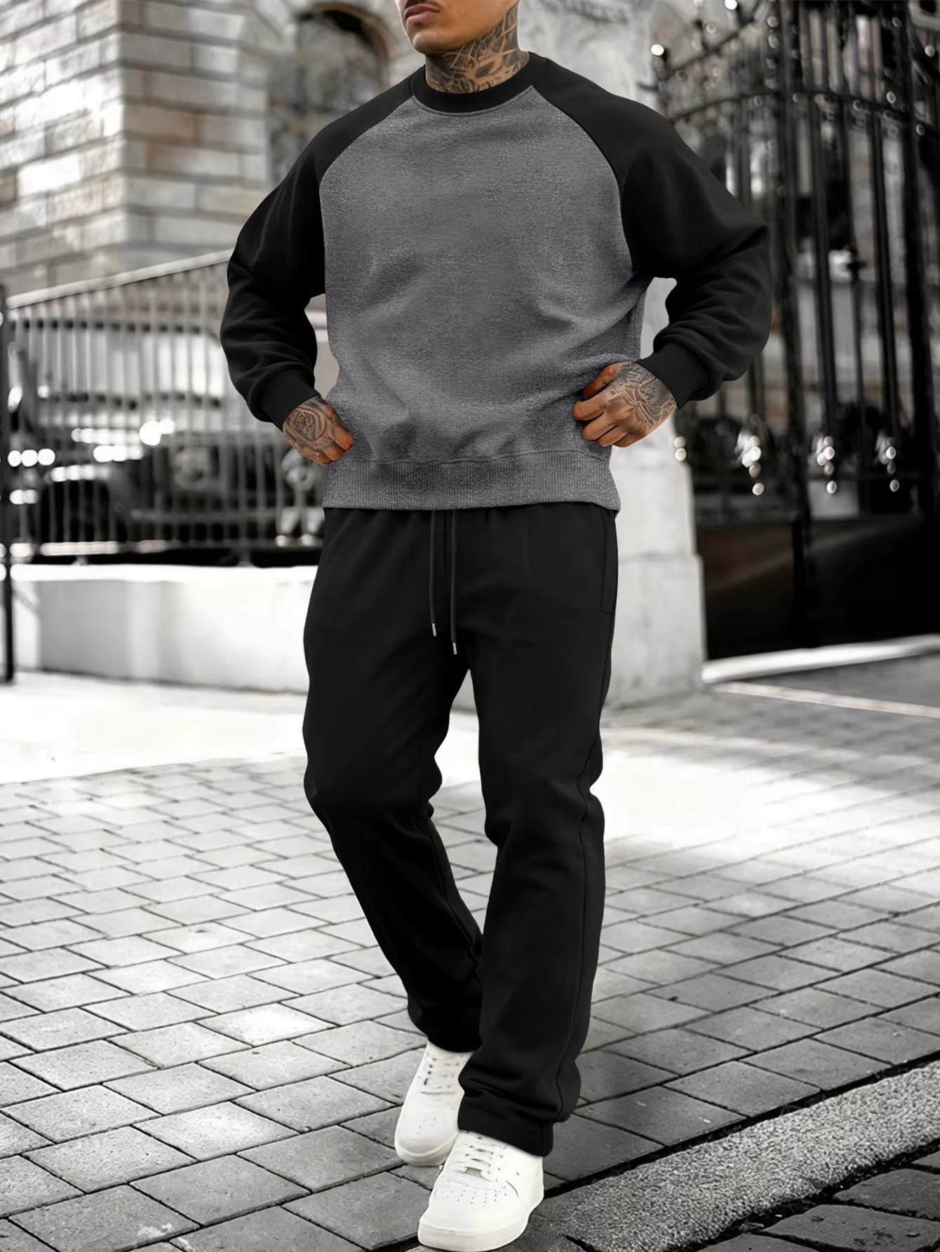 New Autumn Winter Solid Color Sportswear Casual Suit, Minimalist and Relaxed Style, Warm and Comfortable Men'S Suit.