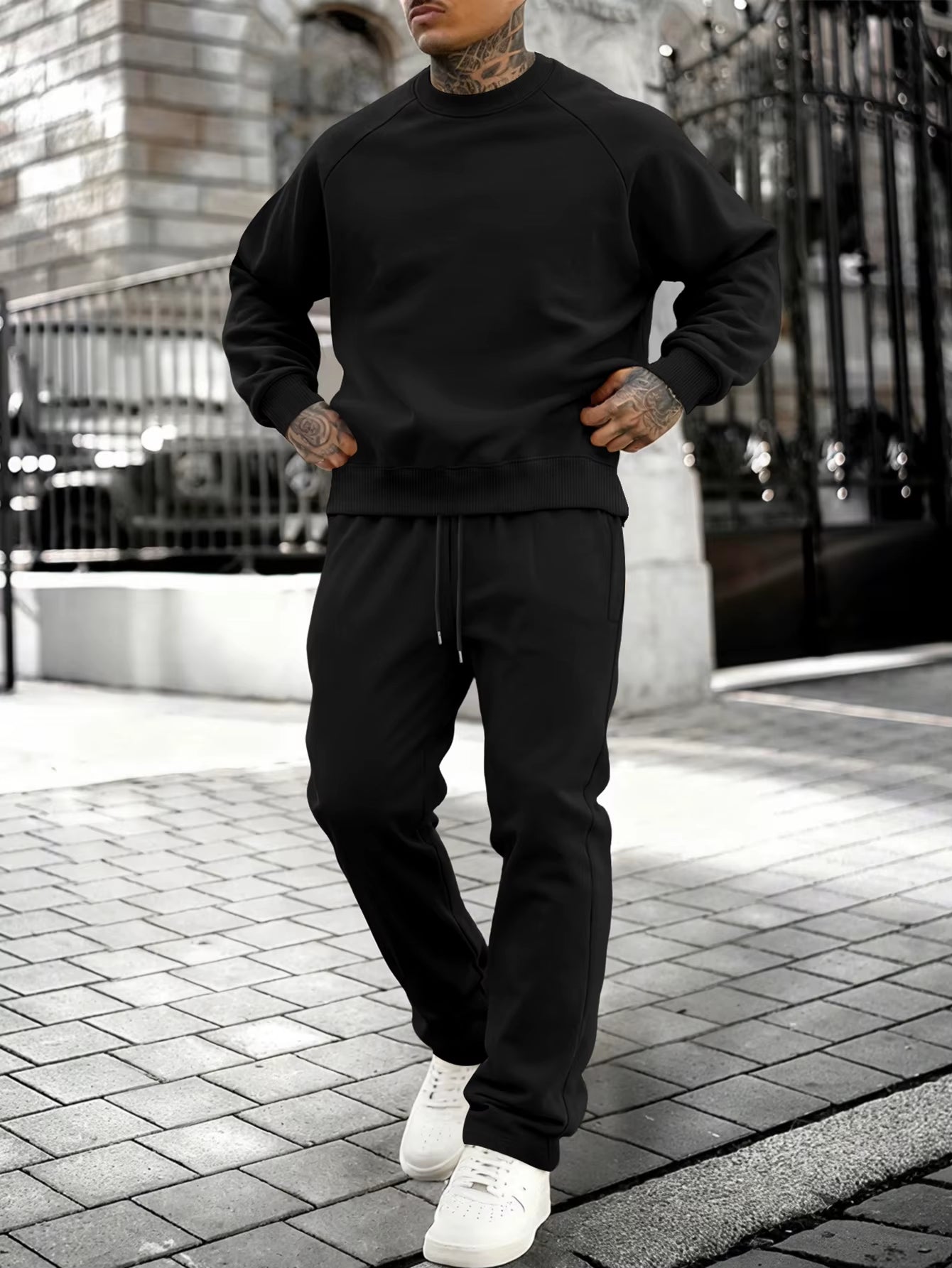 New Autumn Winter Solid Color Sportswear Casual Suit, Minimalist and Relaxed Style, Warm and Comfortable Men'S Suit.