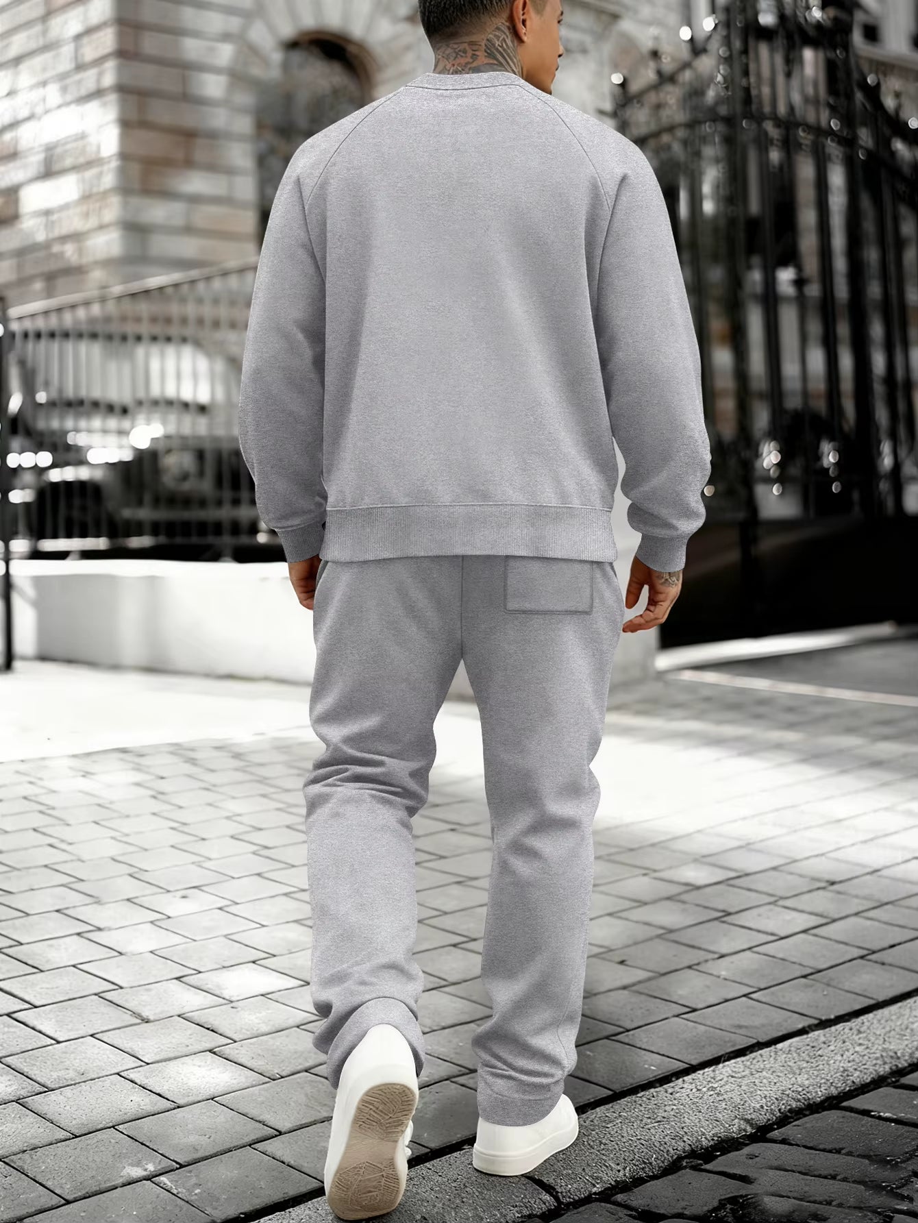 New Autumn Winter Solid Color Sportswear Casual Suit, Minimalist and Relaxed Style, Warm and Comfortable Men'S Suit.