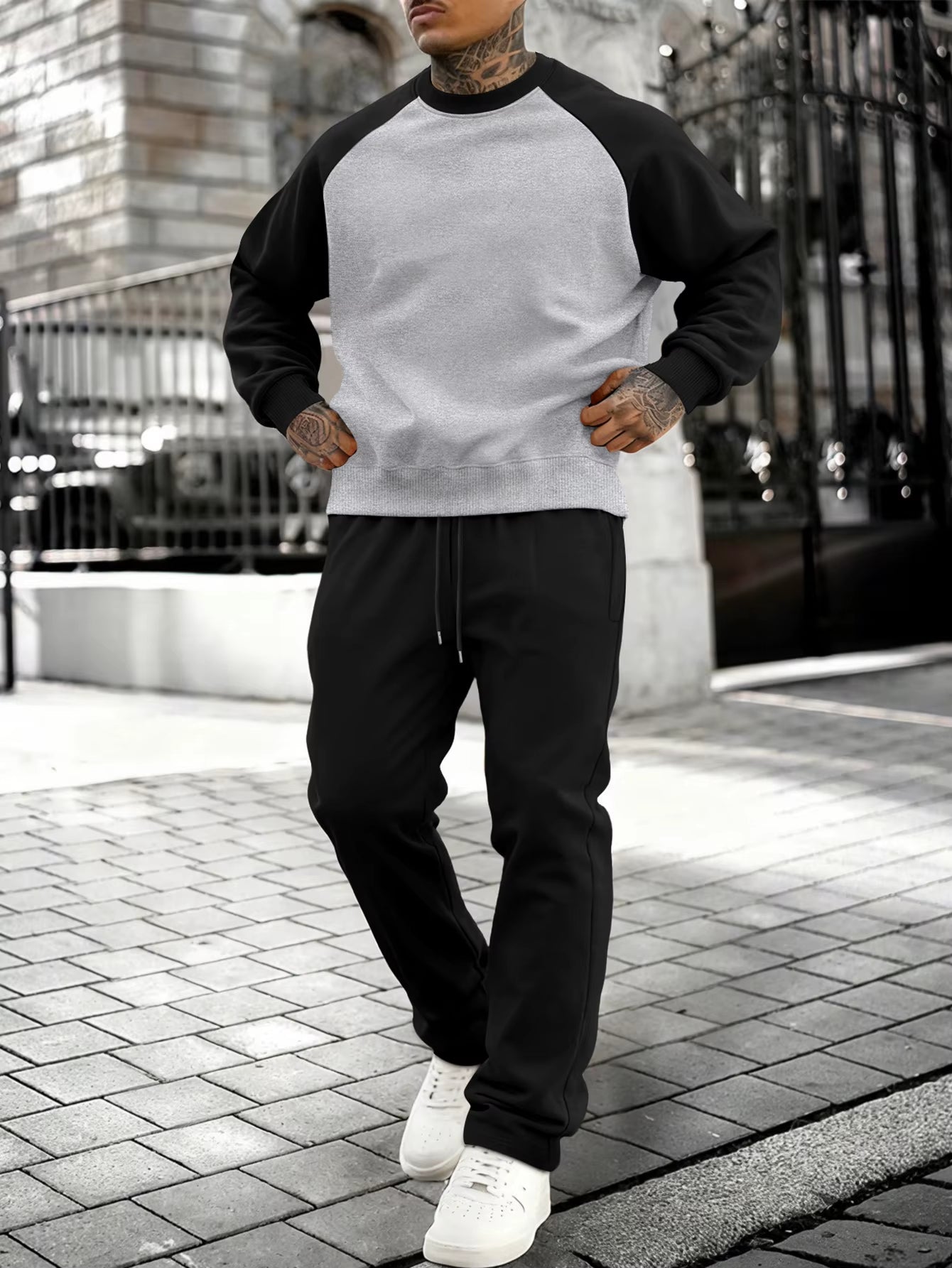 New Autumn Winter Solid Color Sportswear Casual Suit, Minimalist and Relaxed Style, Warm and Comfortable Men'S Suit.