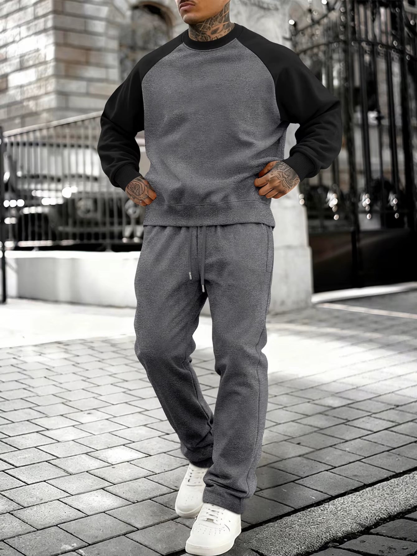 New Autumn Winter Solid Color Sportswear Casual Suit, Minimalist and Relaxed Style, Warm and Comfortable Men'S Suit.